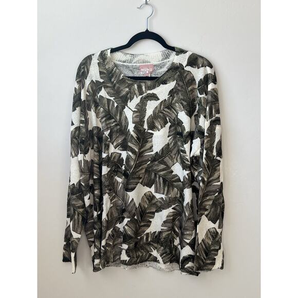 Show Me Your Mumu Woodsy Sweater Majestic Palm Knit Print Size Large, Oversized - Picture 2 of 6